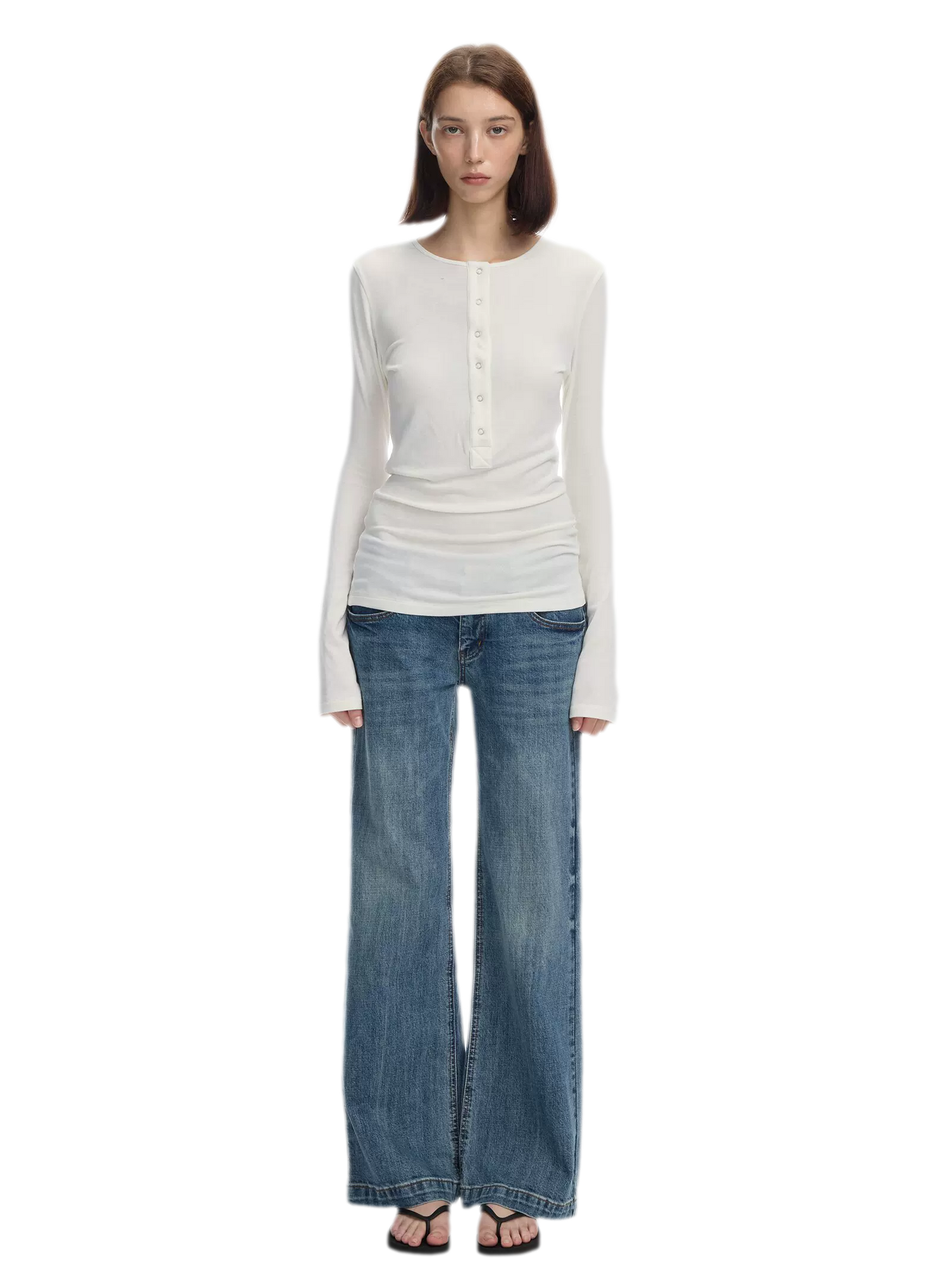 Lyocell Wool Six-Button Henley