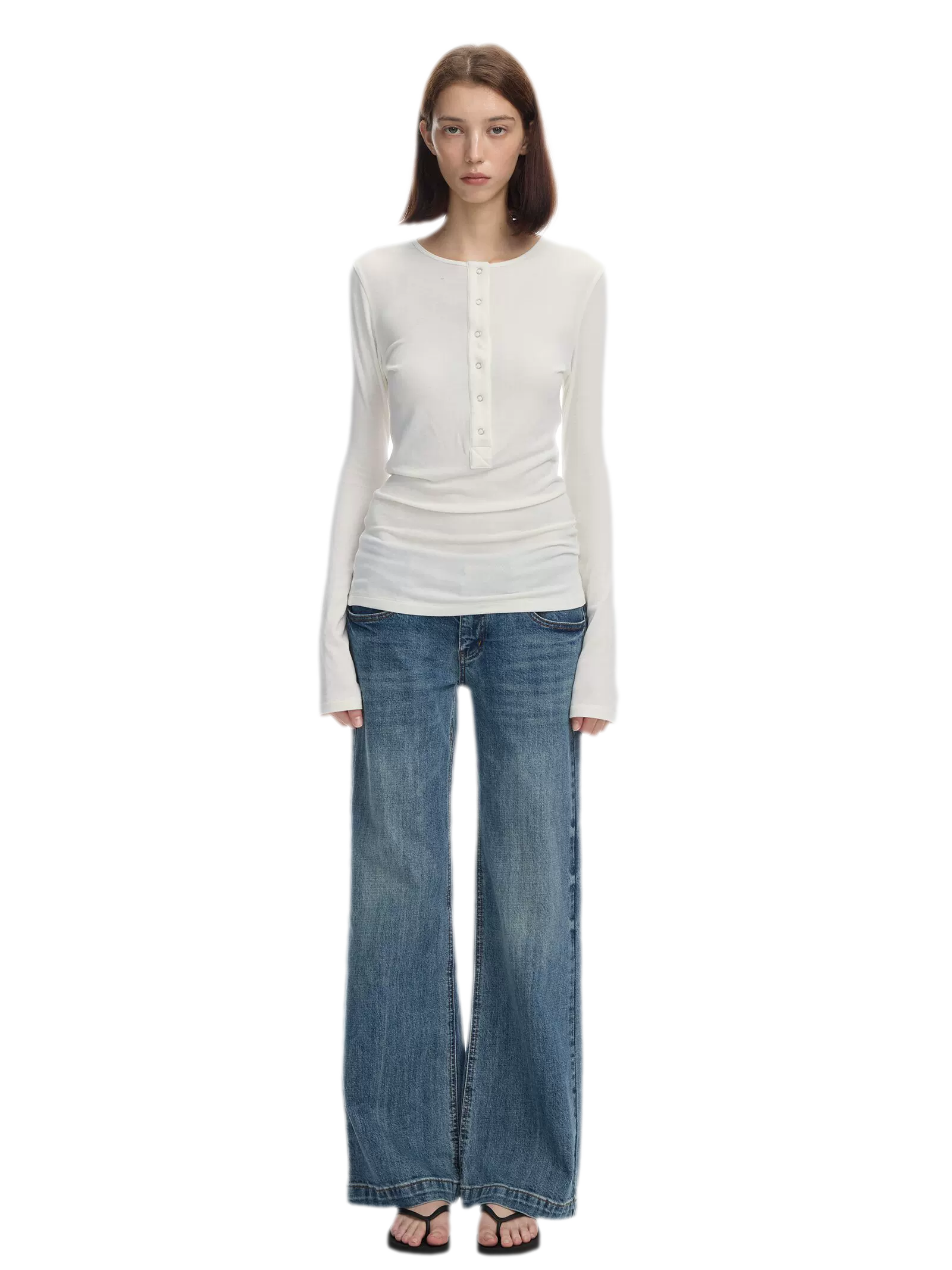 Lyocell Wool Six-Button Henley