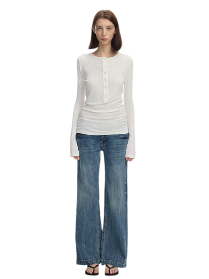 Lyocell Wool Six-Button Henley