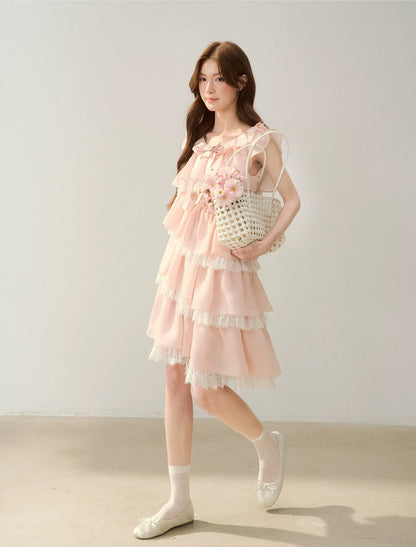 Ruffle Bow Lace Dress
