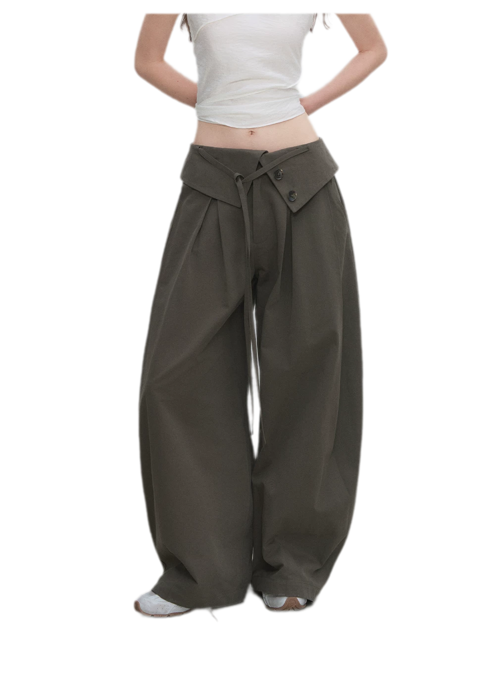 Lyocell Pleated Wide-Leg Trousers