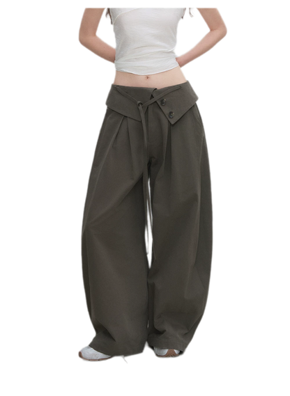 Lyocell Pleated Wide-Leg Trousers