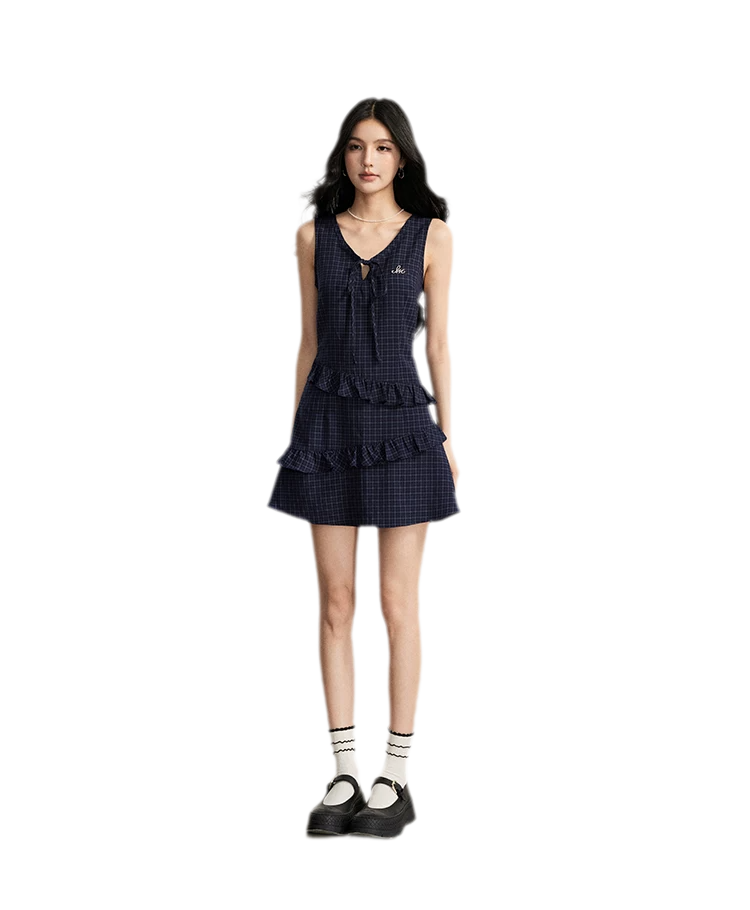 Ruffled Plaid Cami Dress