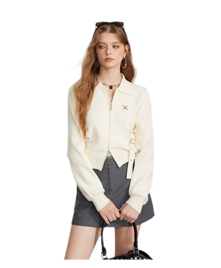 Vintage Cropped Zip Cardigan
