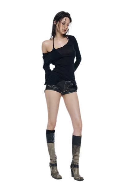 Washed Faux Leather Shorts