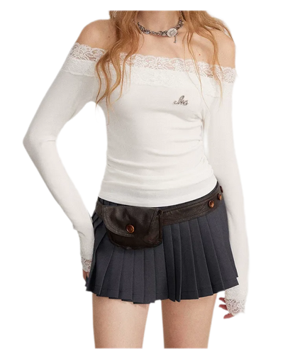 Lace Panel Off-Shoulder T-Shirt