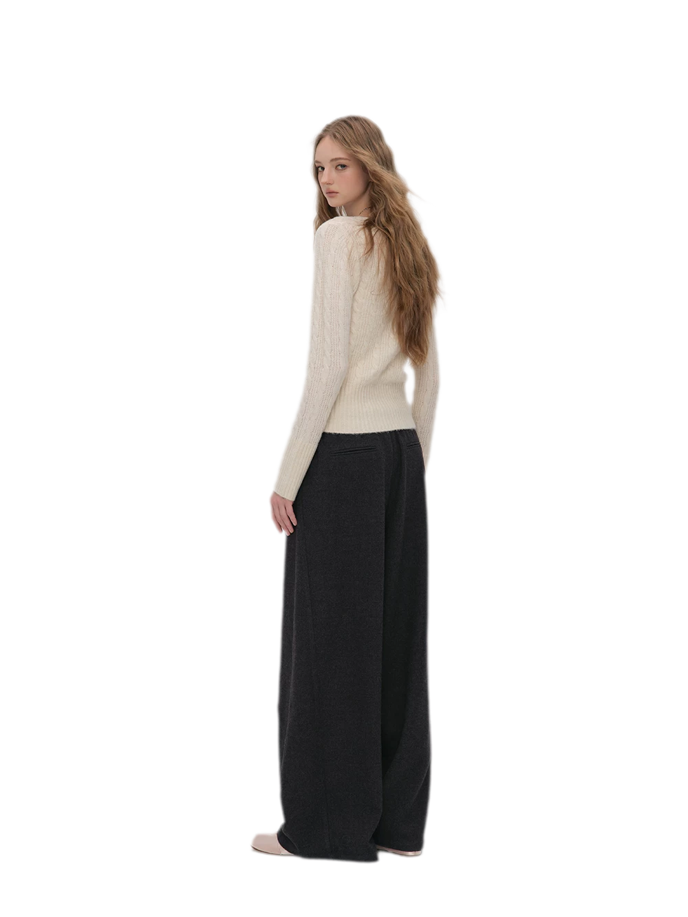 Brushed Cable-Knit Fitted Cardigan