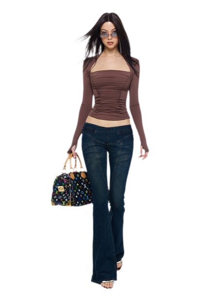 Ruched Sculpted Long-Sleeve Top