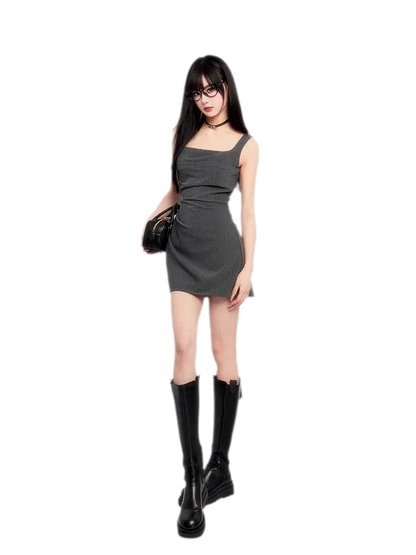 Structured Sparkle Asymmetric Mini Dress