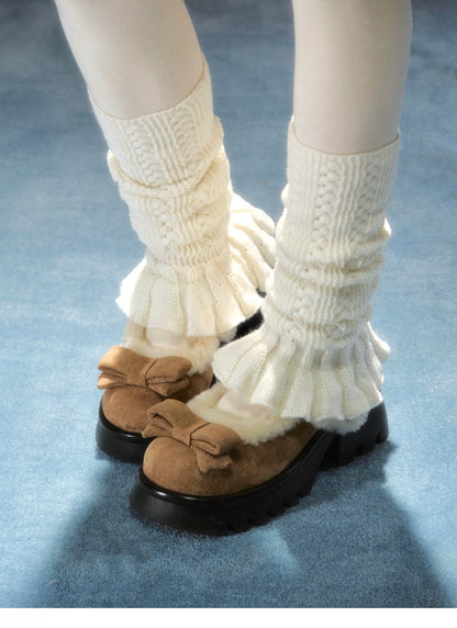 Plush Bow Platform Mary Janes