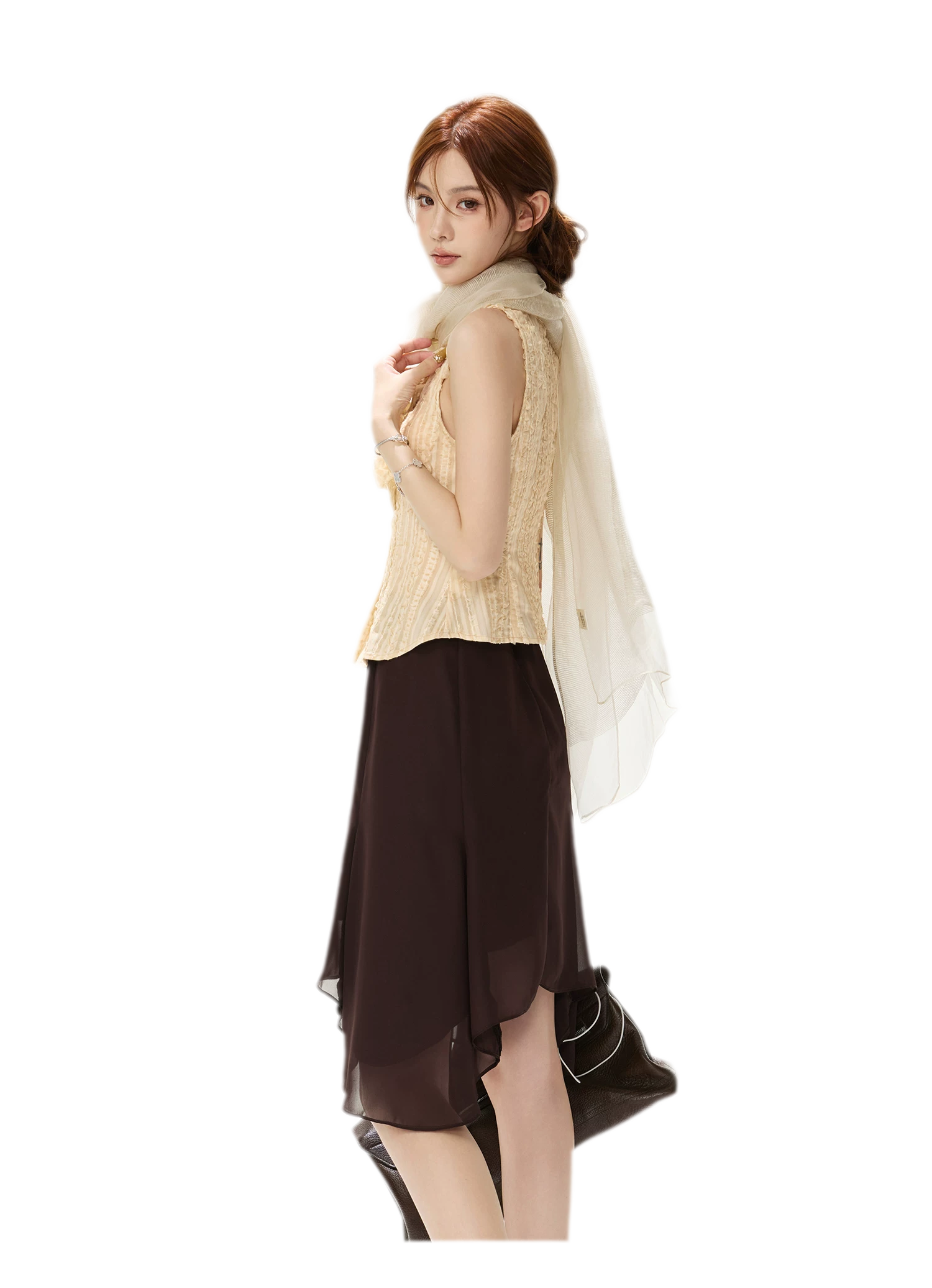 Drapey Asymmetrical Midi Skirt