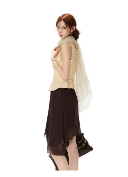 Drapey Asymmetrical Midi Skirt