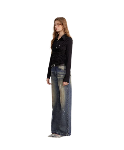 Ruched Layered Polo Top