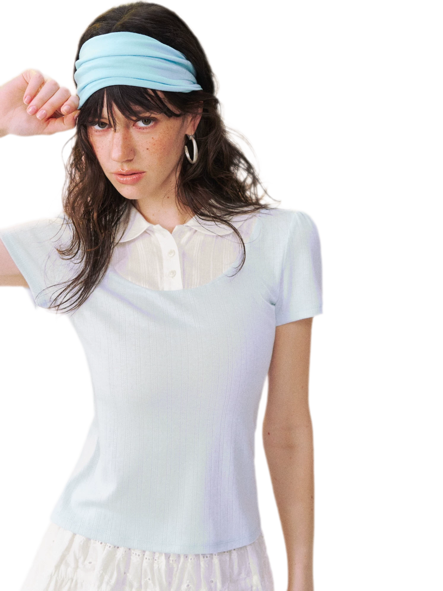 Faux Layered Collar T-Shirt