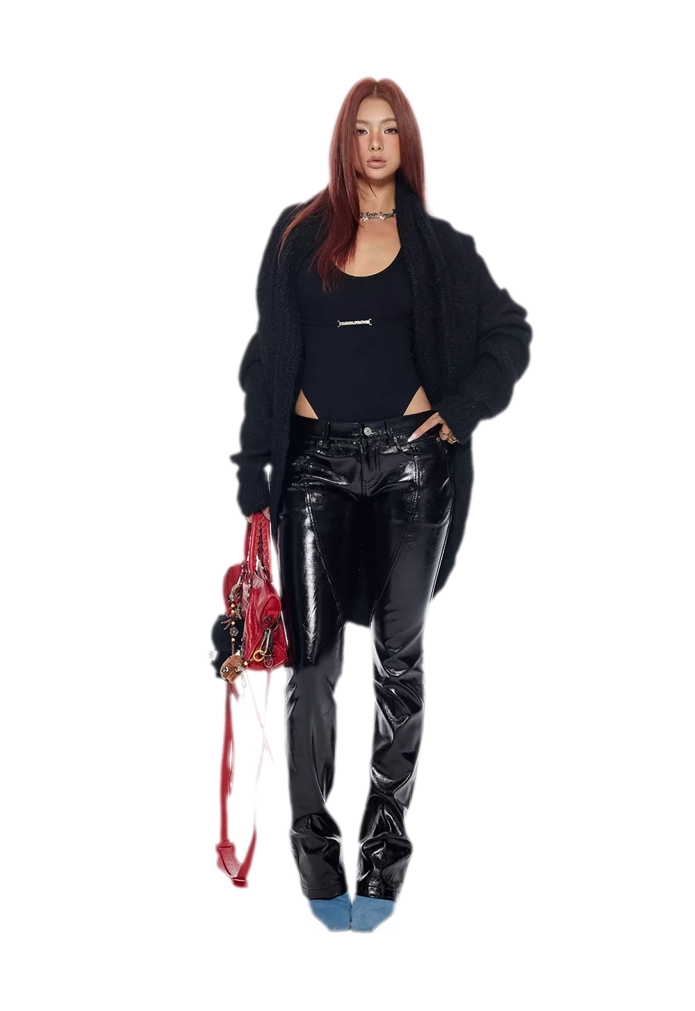 Black PU Flared Pants