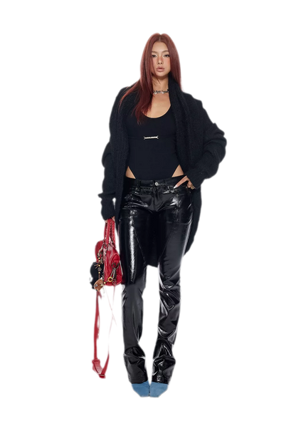 Black PU Flared Pants