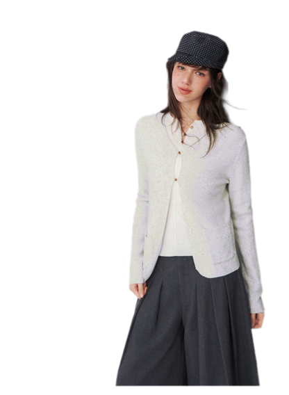 Cardigan en maille à capuche moucheté