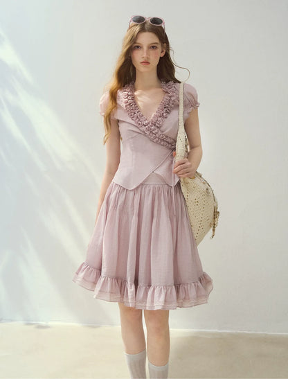 Ruffled Blouse Skirt Set