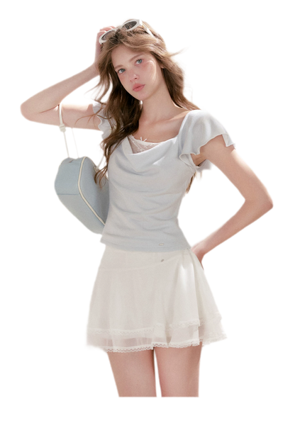 Lace Trim A-Line Skirt