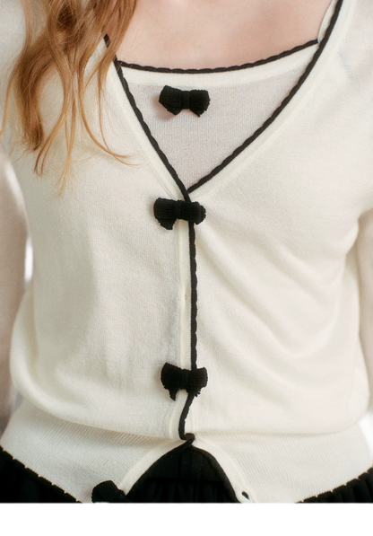 Wool Bow Trim Knit Set