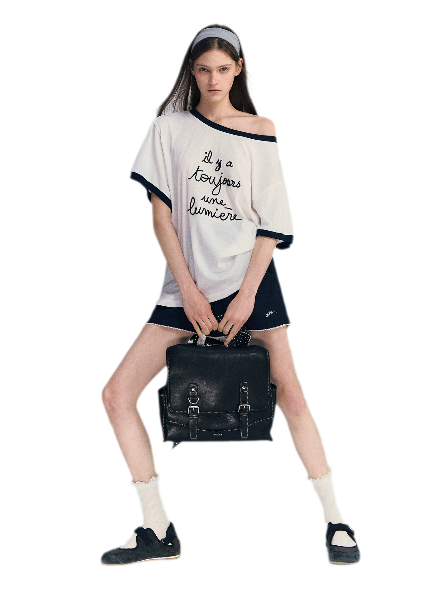 Contrast Rib Knit T-Shirt