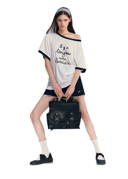 Contrast Rib Knit T-Shirt
