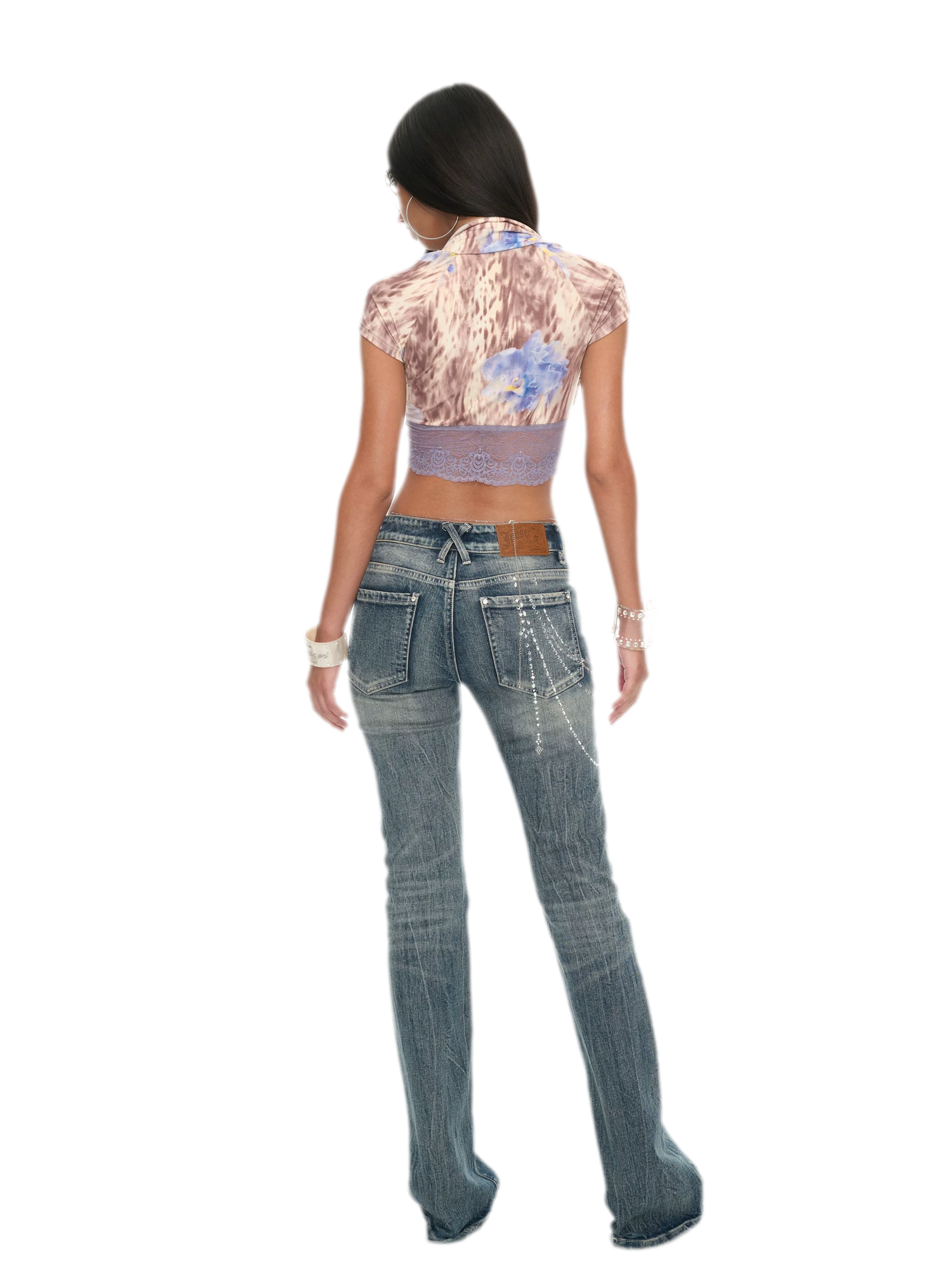 Y2K Millennium Lace Leopard Print Top