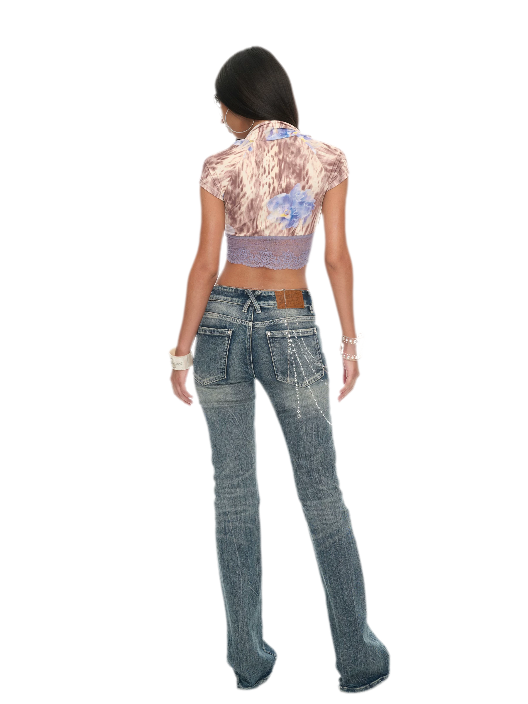 Y2K Millennium Lace Leopard Print Top