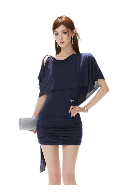Cape One-Shoulder Dress