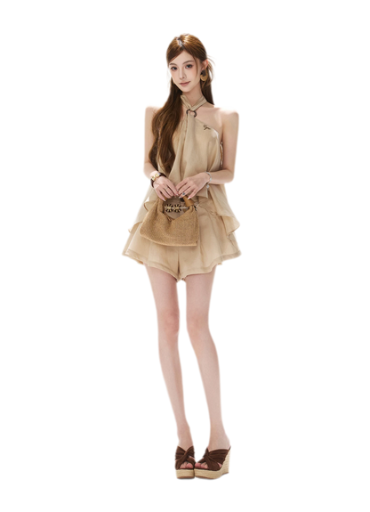 Halter Pleat Skort Set