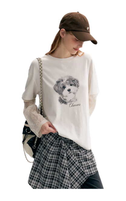 Tencel Cotton Dog Embroidered Tee
