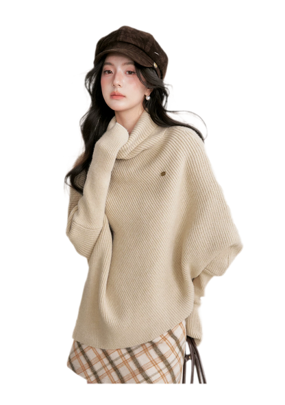High Neck Poncho Sweater