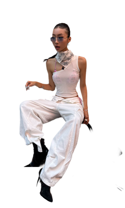 Acetate Asymmetrical Tank Top