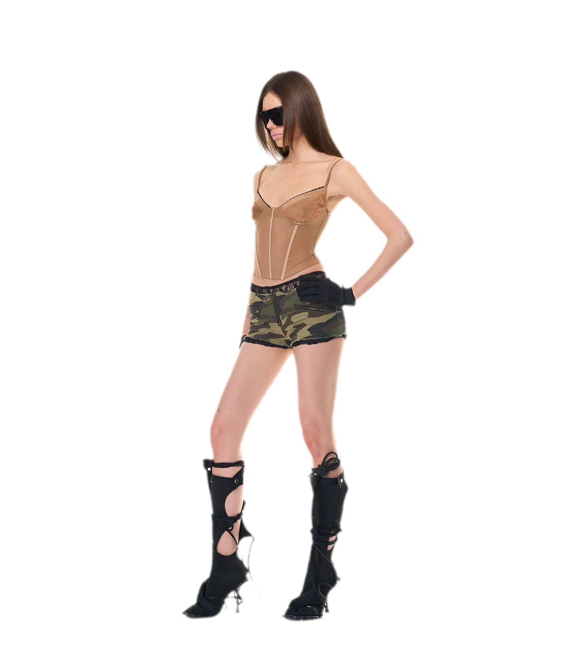 Camouflage Lace Trim Shorts