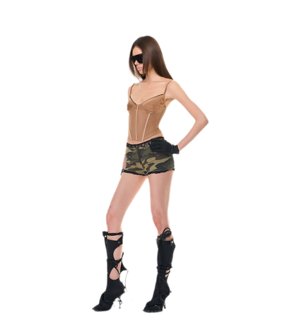 Camouflage Lace Trim Shorts