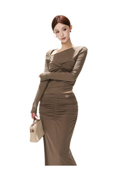Ribbed Asymmetric Knit Set