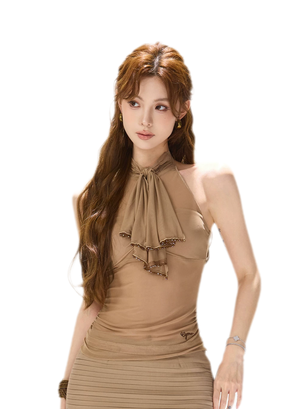 Sheer Halter Bow Top