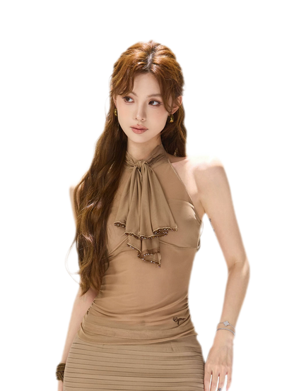 Sheer Halter Bow Top