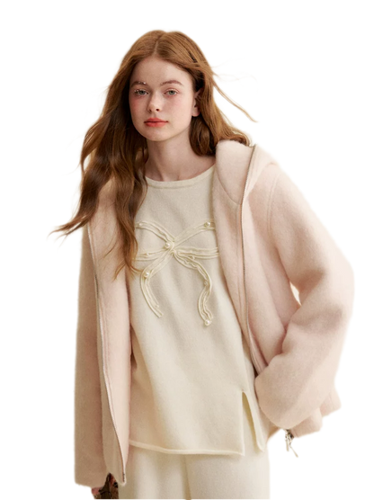 Bow Embroidered Knit Set