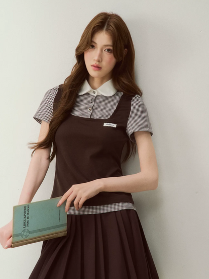 Patchwork Doll Collar Shirt
