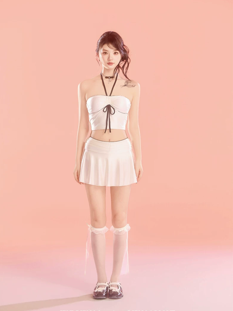 Pearl White Three-Piece Swimsuit