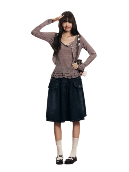 Striped Knit Cardigan Set