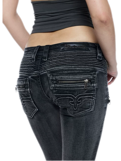 Washed Low-Rise Jeans