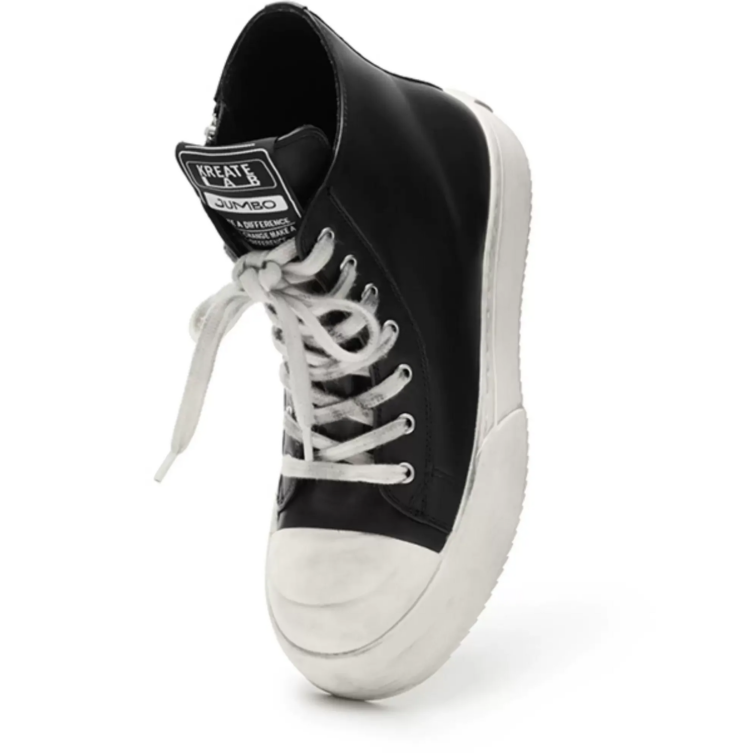 Distressed Leather High-Top Sneakers