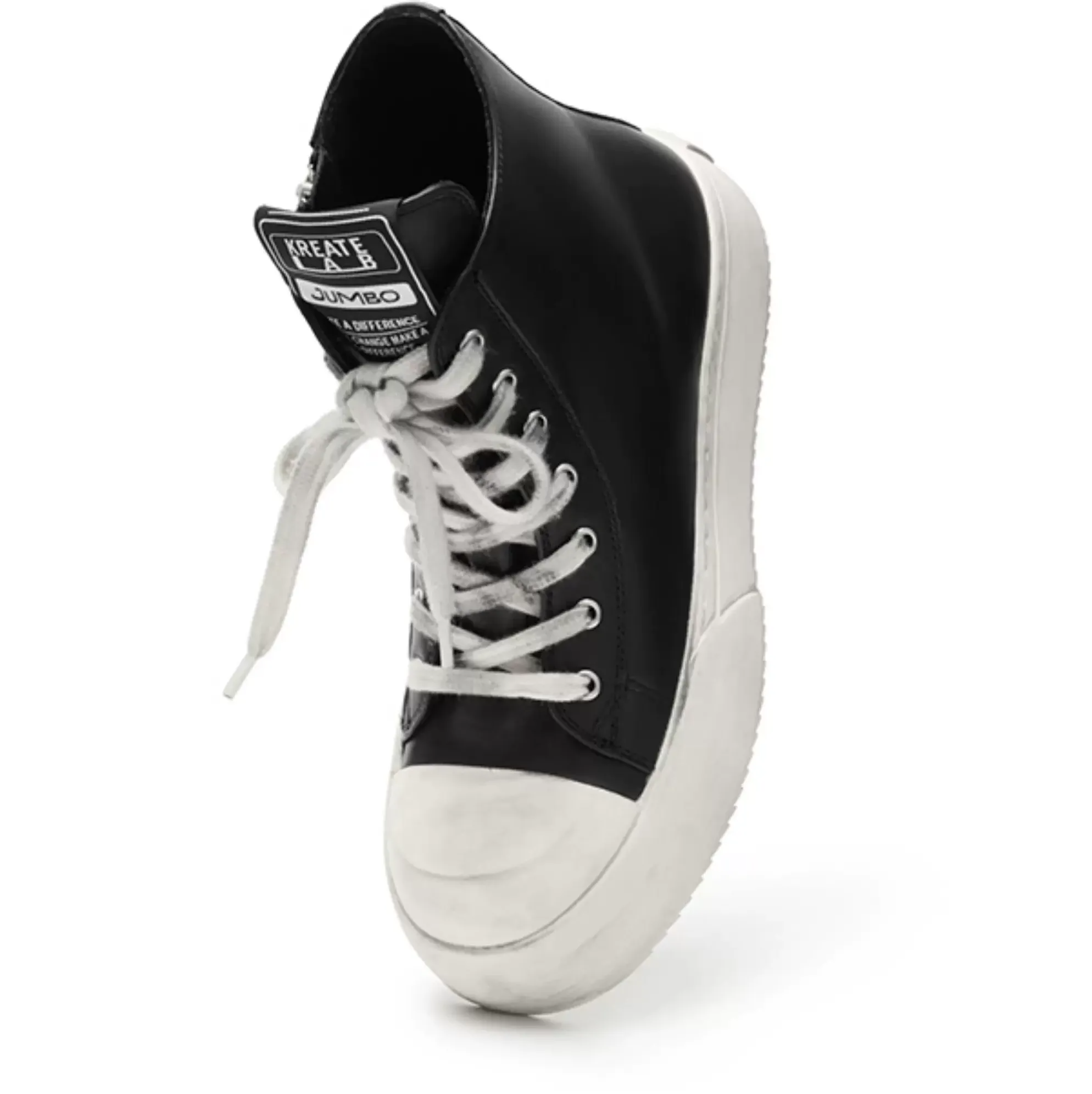 Distressed Leather High-Top Sneakers