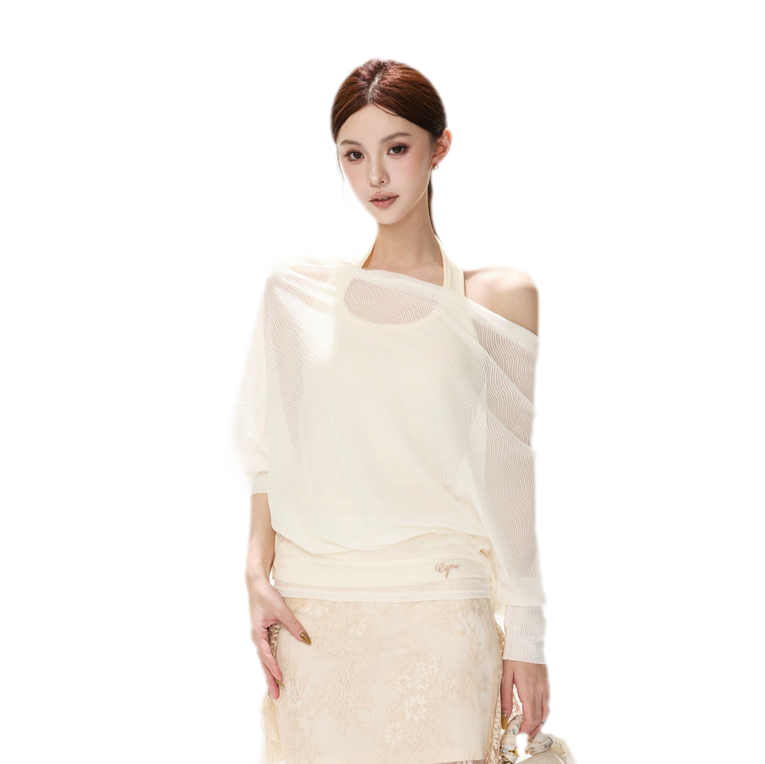 Sheer Batwing Off-Shoulder Top