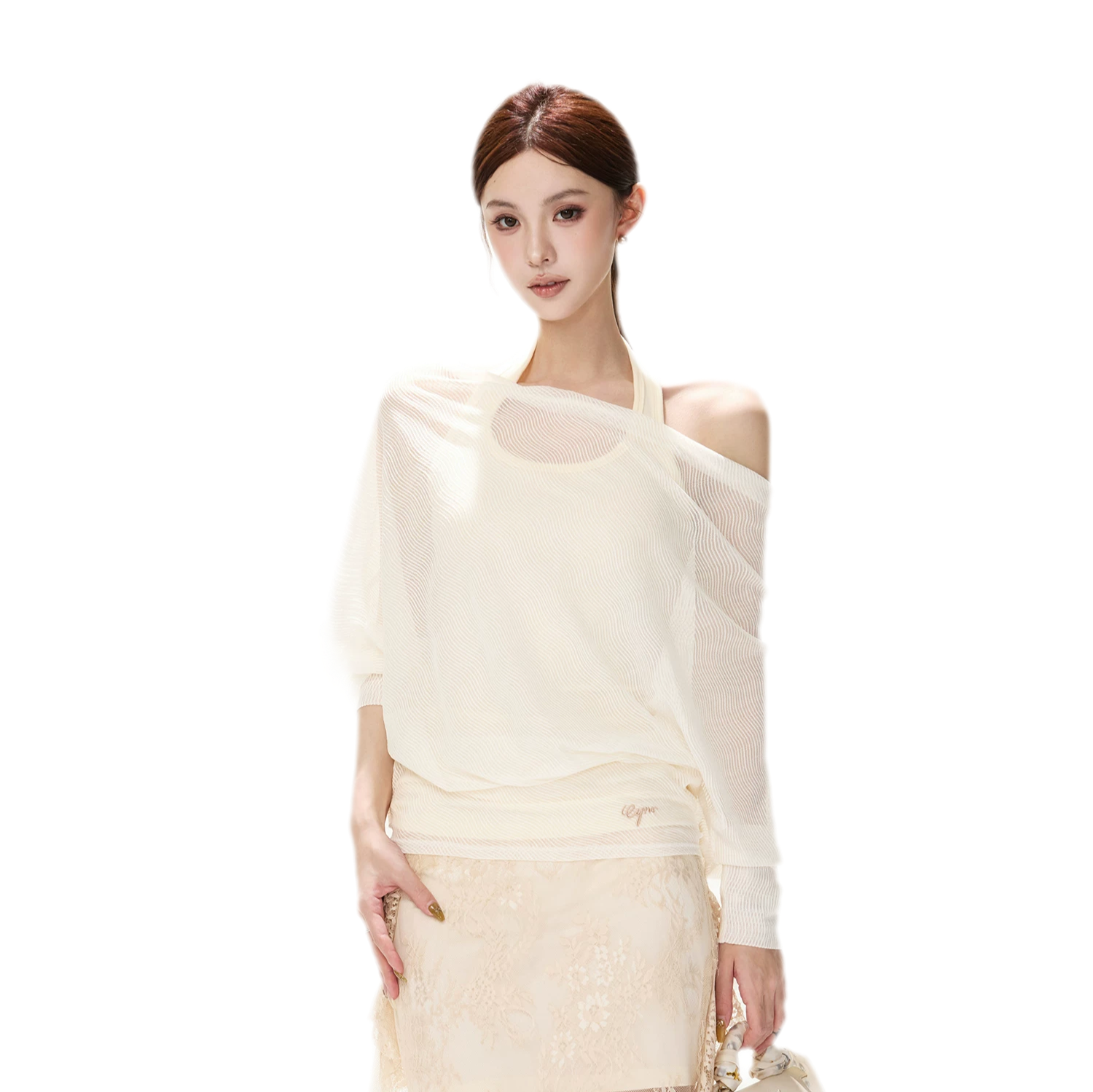 Sheer Batwing Off-Shoulder Top