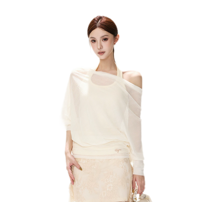 Sheer Batwing Off-Shoulder Top
