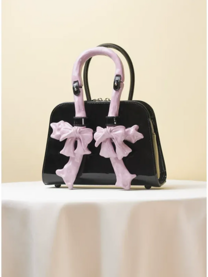 Ceramic Glossy Bow Structured Handbag