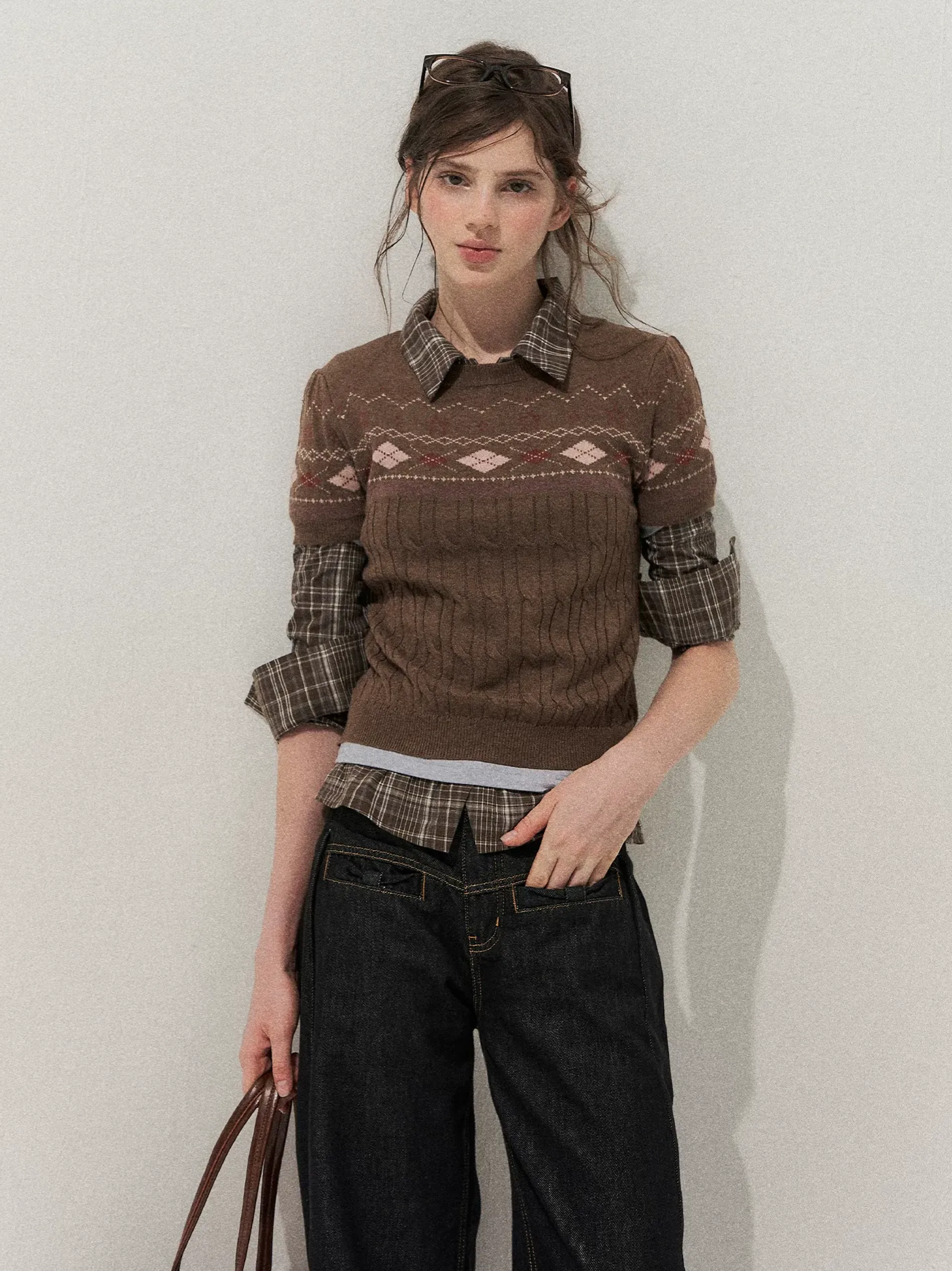 Fair Isle Cropped Knit Sweater